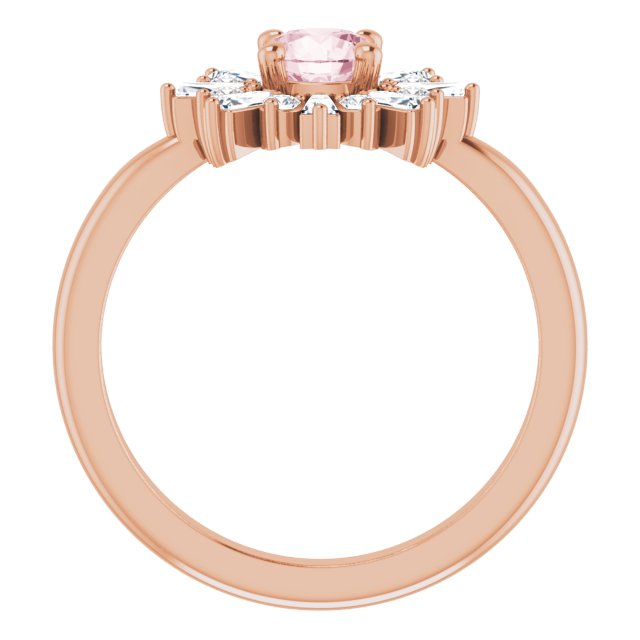 14K Rose Natural Pink Morganite & 3/8 CTW Natural Diamond Ring